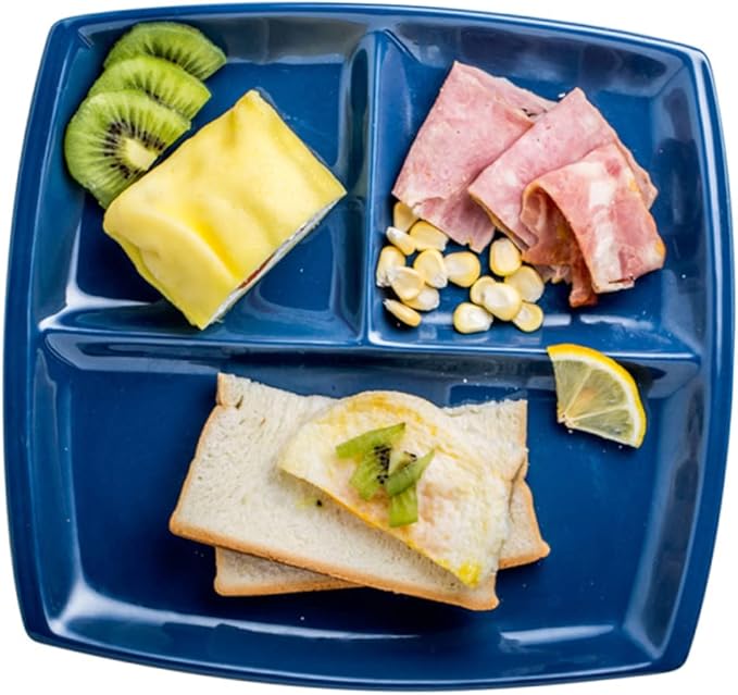 Alipis Square Ceramic Plate Set 10 Inch Bone China 3 Compartment Breakfast/steak Dark