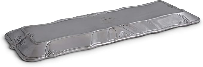Arthur Court Designs Aluminum Metal Fleur-De-Lis Oblong Food Serving Tray Centerpiece 18 inch x 7 inch
