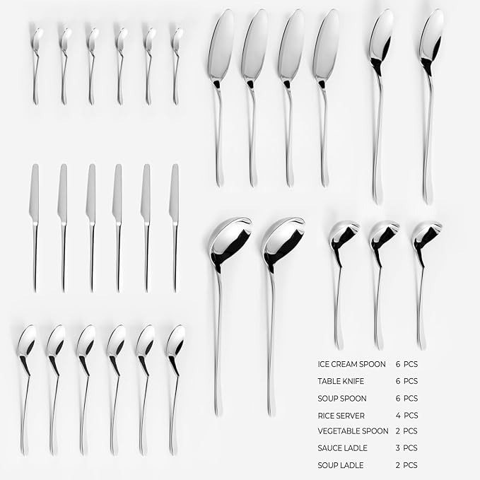 ROCKLAND 146-Piece Serving Utensils Set Flatware, 18/10 Stainless Steel Flatware Set - Mirror Polished Service for 12-24, Hostess Serving Set in Aluminum Case with Handle & Locks, Gift Box