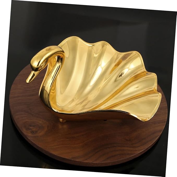 ABOOFAN Metal Serving Tray Fruit Plate Decorative Desk Tray Snack Display Gold Decorative Plate