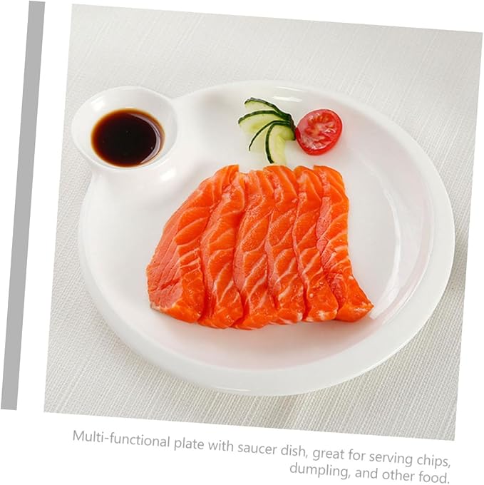 Ceramic Divided Serving Plate Multi-function Dumpling Dish Soy Sauce Dish Household Chips Plate for Sushi and Appetizers for Parties and Entertaining