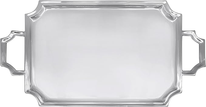 MARIPOSA LINZEE Handled Serving Tray| Silver | Brillante | SERVEWARE | Trays | Recycled SANDCAST Aluminum | Handmade in Mexico