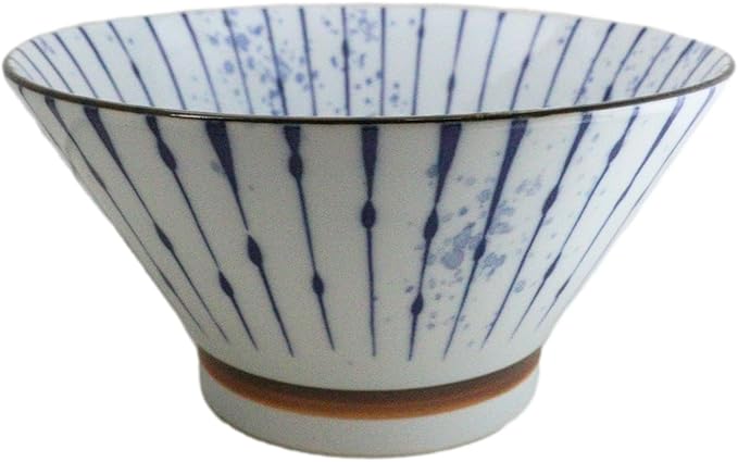 Ebros Gift Artistic Blue Waves Fubuki Tokusa Made In Japan Dinnerware Serveware Kitchenware Set Asian Japanese Restaurant Supply (Pack Of 6 Medium 38oz Ramen Soup Donburi Rice Salad Bowls)