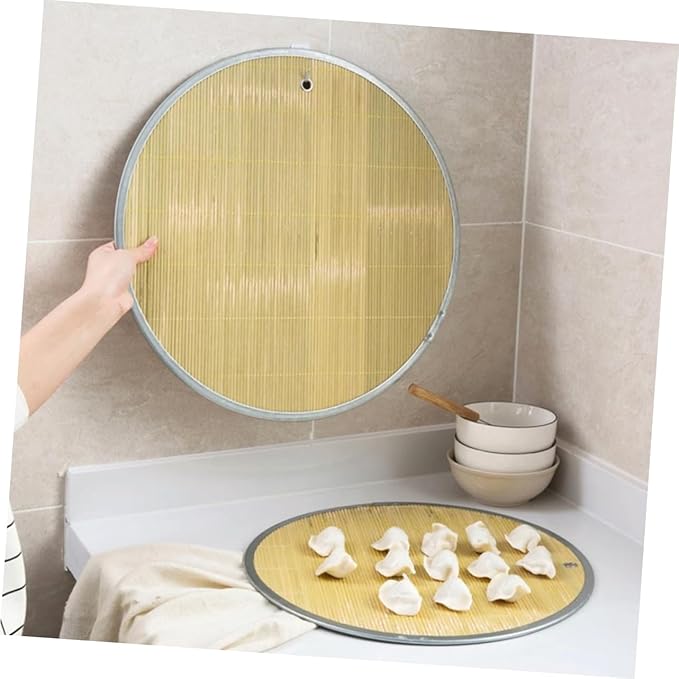 1pc Bamboo Dumpling Tray Food Storage Pad Steamed Bun Display Plate with Edging Household Dumpling Serving Tray for Home Restaurant Use