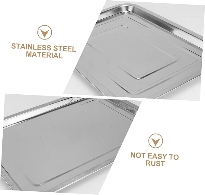 4pcs Stainless Steel Bread Tray Fruit Plate Cake Serving Plate Silver Tray for Home Dining