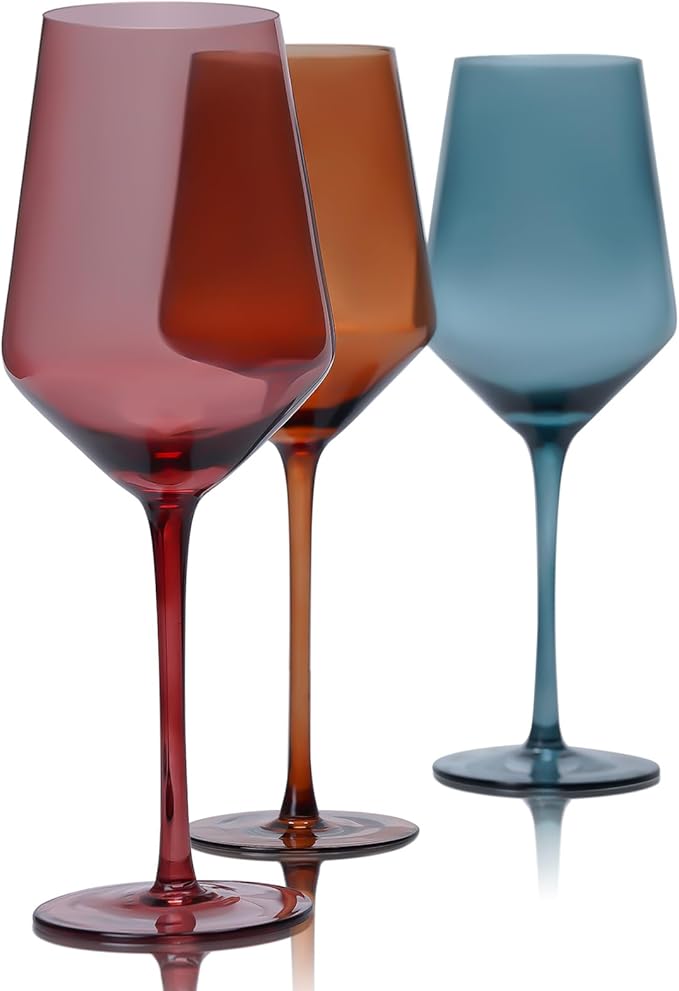 Colored Wine Glasses Set of 4-15oz Wine Glass, Hand Blown Crystal Red Wine or White Wine Glass, Gifts for Women, Men, Wedding, Anniversary, Christmas, Birthday, Gift Packaging