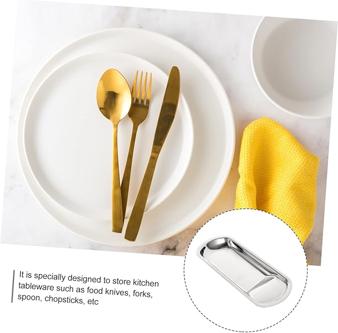 Unomor Spoon Rest Ladle Plate Silverware Countertop Kitchen Tool Stainless Steel Serving Tray Buffet Plate