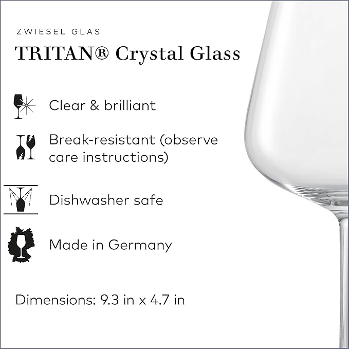 Zwiesel Glas Vervino Burgundy Red Wine Glass (Set of 6), Burgundy Glasses for Red Wine, Dishwasher-Safe Tritan Crystal Glasses, Made in Germany (32 Ounce)