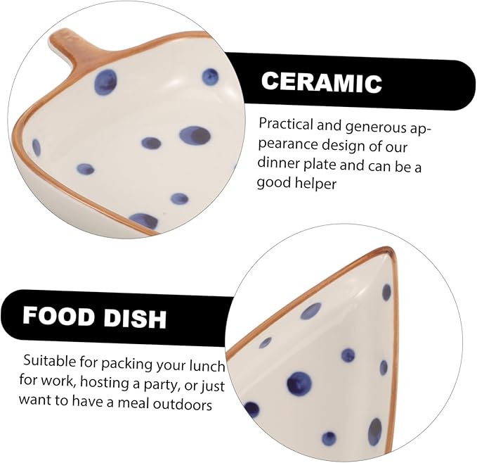 PRETYZOOM Hand-painted Leaf Dish Small Ceramic Plate for Condiments Salads and Appetizers