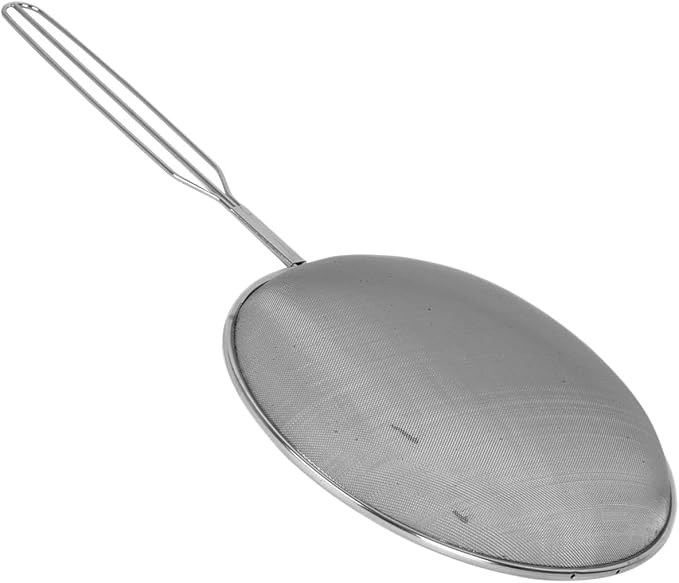TrueCraftware- 11 3/4" X 22 3/4" Mesh Oil Skimmer Stainless Steel- Strainer Skimmer Perfect for Fine Mesh Strainer for Skimming Grease and Foam Sift Strain Drain Rinse Vegetables Pastas Tea