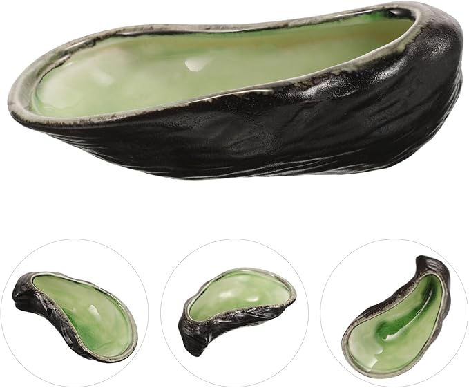Ciieeo Ceramic Oyster Shell Plate Elegant Sushi Serving Dish for Sauces Appetizers Desserts and Caviar Decorative Food Server for Family Gatherings and Celebrations