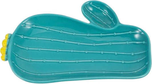 PRETYZOOM Multi-functional Cactus Plate Cute Ceramic Serving Dish for Fruit Snacks and Appetizers for Creative Dining and Home Decor