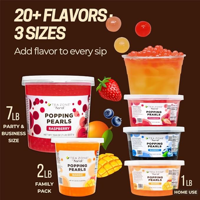 Tea Zone [2 Pound] Blueberry Popping Pearls for Boba tea Beverages, Sweets, Ice Cream Topping-B2056 (2.0lb)
