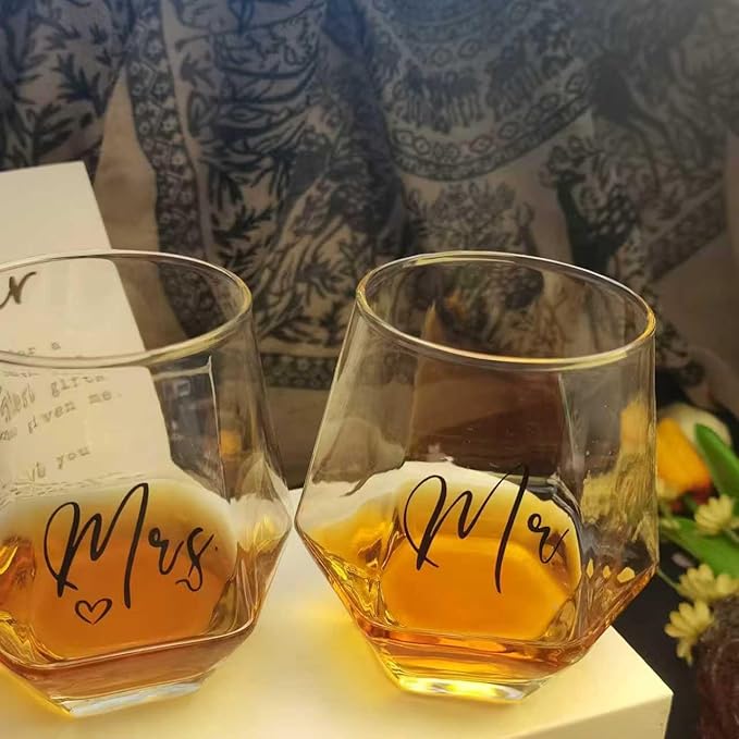 Mr and Mrs Wine Glasses for Bride and Groom -Gifts for Bridal Shower Engagement Wedding and-Married Anniversary-His & Hers wine glasses set of 2 Engagement Gift，wedding gifts for Couples 2025