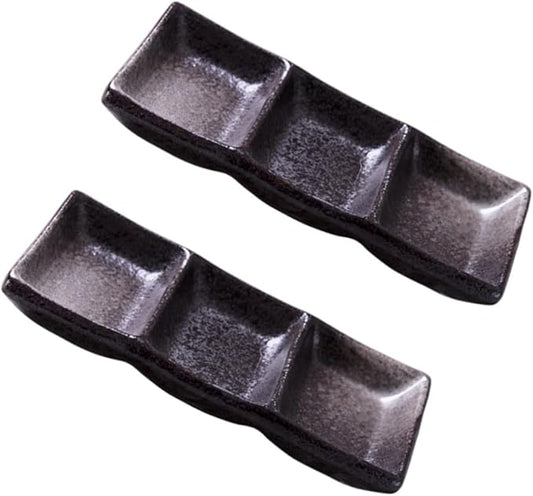 2pcs Versatile Ceramic Sauce Bowl Snack Plate Dessert Plate Seasoning Dish Appetizer Dipping Bowl