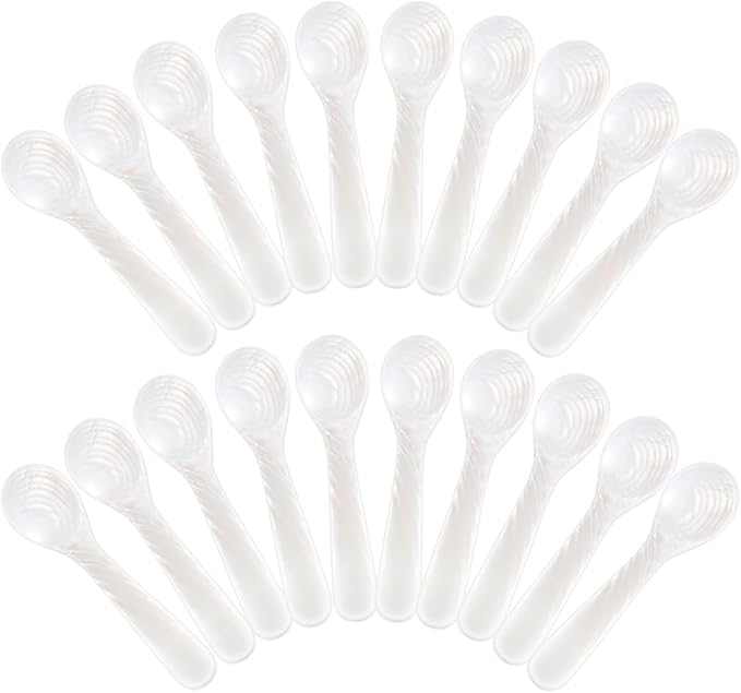 Patelai 20 Pieces Set of Caviar Spoons Mother of Pearl Spoons with Handcraft Round Handle for Caviar, Egg, Ice Cream, Coffee, Kitchen, Restaurant Serving for Valentine Favors (8cm/3.15 Inch)
