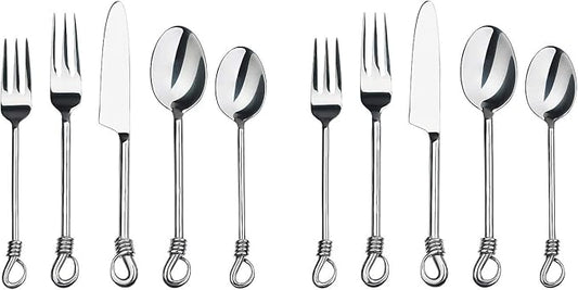 Silverware Twist Collection Polished Stainless Steel Flatware Set (Set of 2)