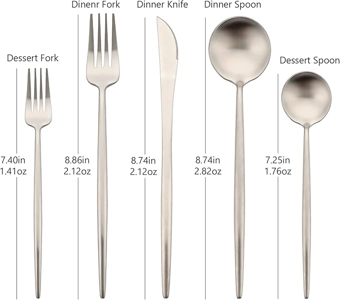 Stainless Steel Mirror Polished Flatware Set, Steak Knife Dinnerware Knife Fork Salad Fork Dessert Spoon 20-piece, Service for 4, Silver