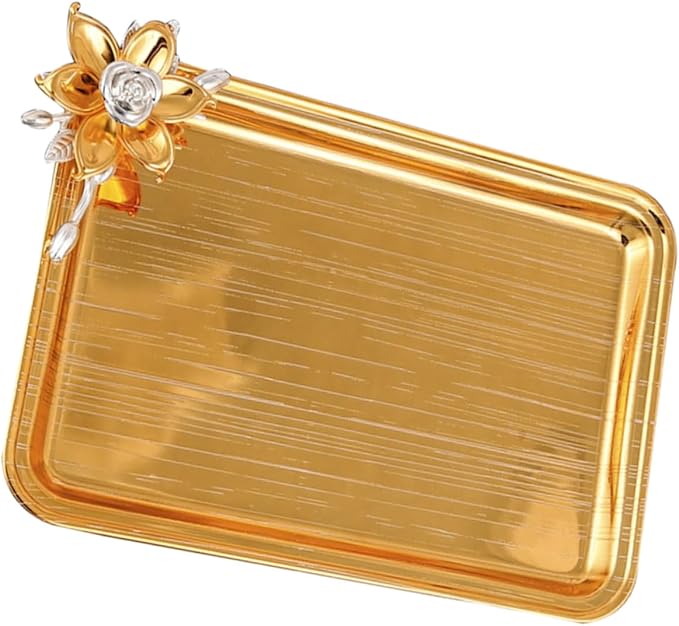 PRETYZOOM Decorative Metal Serving Tray for Snacks and Beverages Small Organizer for Parties Home and Restaurants Elegant Food Display and Storage