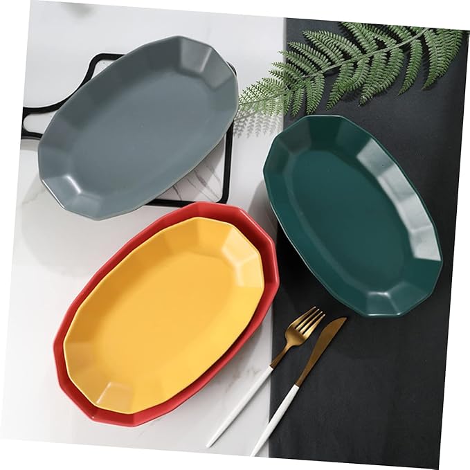 Mobestech Ceramic Fish Serving Plate 12-inch Ceramic Fruit Dish Vibrant Yellow Food Platter for Home Dining for Desserts and Appetizers
