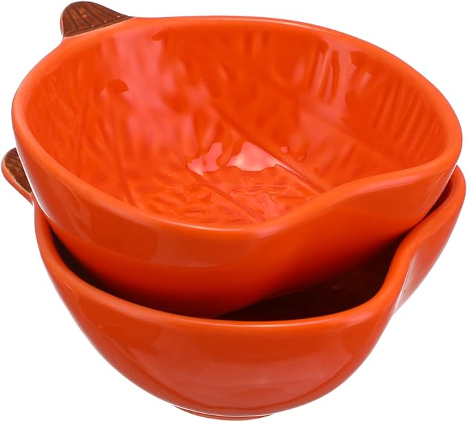 Ceramic Pumpkin Ramekins, Small Halloween Fall Pumpkin Bowls for Baking Creme Brulee, Souffle, Pudding, Halloween Bowl Plates for Kitchen Party Snack Serving Dip Sauce Condiments - Dishwasher Safe