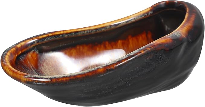 Ceramic Oyster Plate Vintage Design Small Serving Dish Food Plate for Appetizers and Condiments Retro Glazed Porcelain for Home Dining and Entertaining