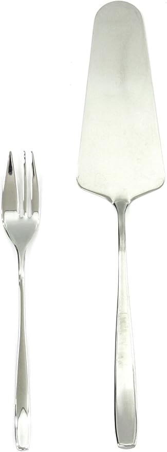 MEPRA Avanguardia Cake Serving Set [13 Piece Set] Polished Silver Finish, Dishwasher Safe Cutlery