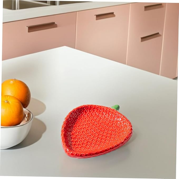 Cabilock Strawberry Shaped Ceramic Snack Plate Charming Porcelain Appetizer Dish for Sushi Pastries and Desserts Decorative Dessert Tray for Home Gatherings and Outdoor Picnics