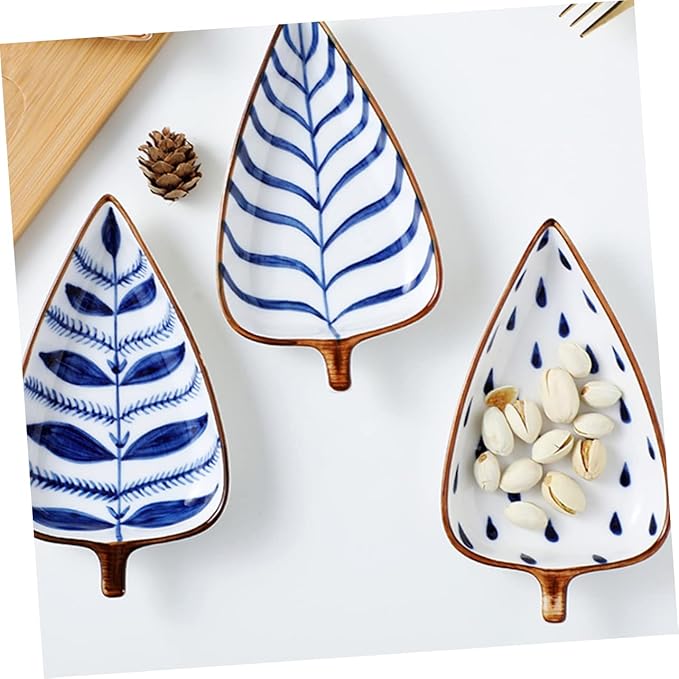 Alipis Mini Snack Dish Stylish Leaf Shape Appetizer Plates for Dipping Sauces for Entertaining Everyday Use Hand-painted Japanese Design
