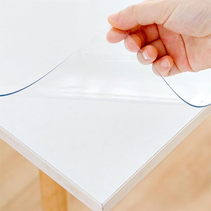 Clear Table Cover - 43 x 87 Inch, 1.5mm Thick Plastic, Waterproof Pad for Dining, Kitchen or Office