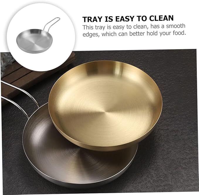 Zerodeko Stainless Steel Food Serving Tray Snack Platter for Appetizers Desserts Pizza Smooth Edges Design for Home Restaurant Use