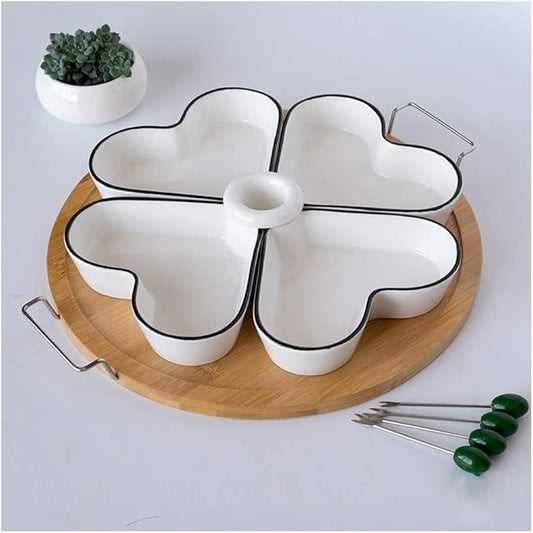 Ceramic Cutlery Salad Bowl Ceramic Appetizer Plate, Snack Plate, Tableware, Seasoning Plate, Dipping Sauce Plate, Fruit Plate with Bracket Platter Small Bowl (Color : A)