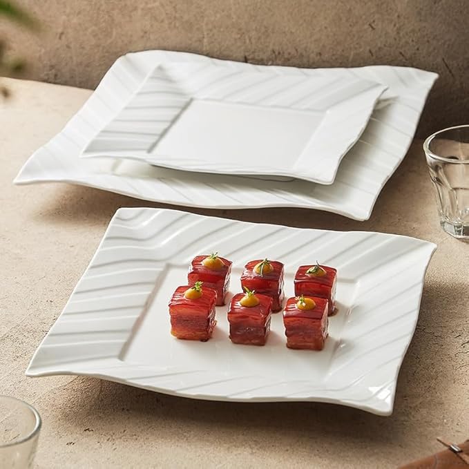 Appetizer Plates Ceramic Plate Dinner Plate Creative Western Plate Steak Plate Square Plate Flat Plate Western Tableware Cheap Plates(Large)