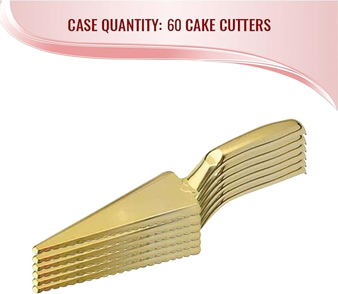 Smarty Had A Party Disposable Plastic Serving Cutlery, Flatware Set, Dinnerware for Wedding, Birthday Party & Other Occasions (Gold, Cake Cutters (12 Cake Cutters))