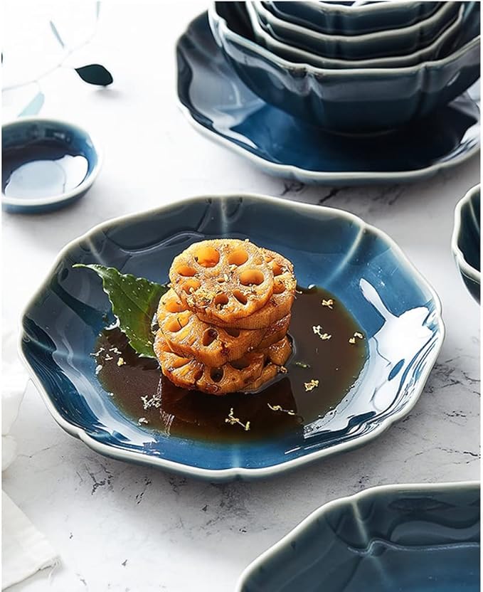 SONGCHAO Party Supplies Serving Plate Serving Dish Cold Dishes Polygonal Ceramic Plate Bowl Household Single Small Fresh Plate Dish Party Plates, 7.8 inch
