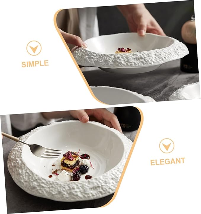 Zerodeko Ceramic Plate Decorative Dish for Salad Steak Appetizers Creative Shaped Dinnerware for Family Restaurant Hotel Use for Parties and Special Occasions
