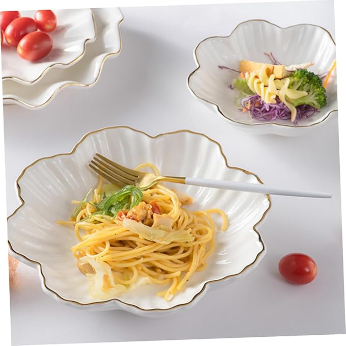 Amosfun Ceramic Serving Plate White Food Storage Dish Home Kitchen Tableware for Appetizers Salads and Pasta Microwave Safe
