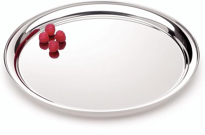 Tramontina 61413-400 Serving Tray Round Stainless Steel Diameter 40 cm Dishwasher Safe Rustproof