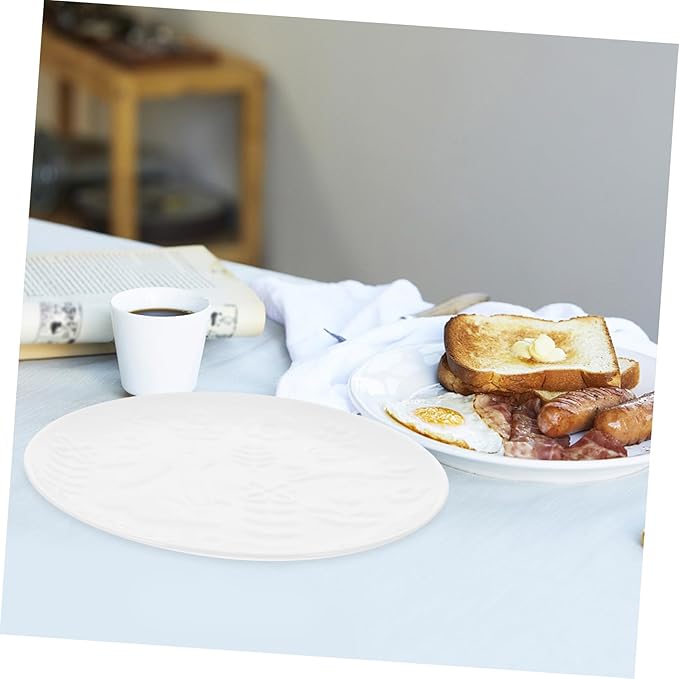 Zerodeko Nordic Style Embossed Rabbit Ceramic Dinnerware Set 6-Piece White Plates for Home Use Dishwasher Safe for Appetizers and Desserts