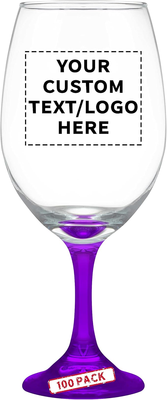 Custom Rioja Grand Wine Glasses 20.75 oz. Set of 100, Personalized Bulk Pack - Perfect for Hotel, Bar, Restaurant or Lounge - Purple