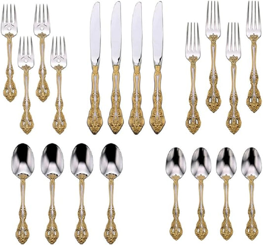 Oneida Golden Michelangelo 20 Piece Fine Flatware Set, 18/10 Stainless, Service for 4