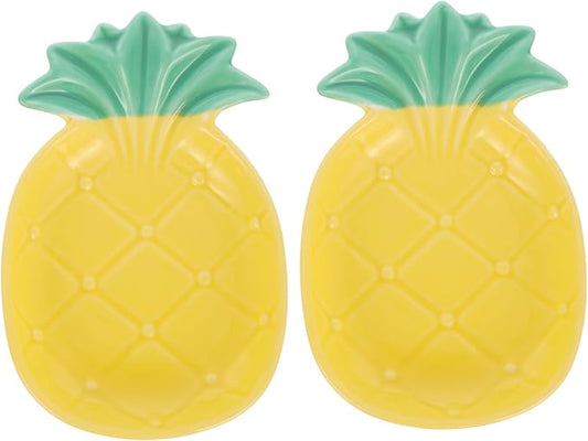 2pcs Pineapple Shaped Ceramic Seasoning Dish Small Appetizer Plate for Soy Sauce and Sauce Dish Kitchen Condiment Plate for Home Use