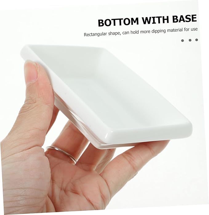 Zerodeko 6 Pcs 3-Inch Pure White Ceramic Snack Serving Tray Set Rectangular Sauce Dishes for Soy Sauce Spice Dish for Appetizers Dipping and Charcuterie Board