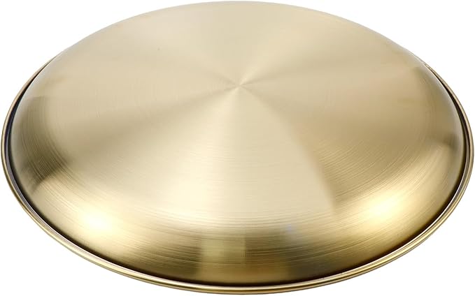 Antrader Round Gold Tray,Stainless Steel Tray for Jewelry Bar Jewelry Dish Key,1Pcs