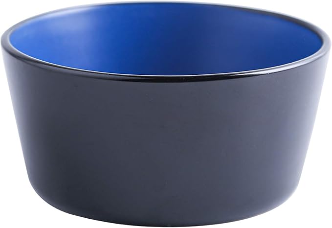 Stone Lain Albie Stoneware 32-Piece Modern Dinnerware Set, Kitchen Plates and Bowls Sets, Service for 8, Blue and Black, Microwave & Dishwasher Safe