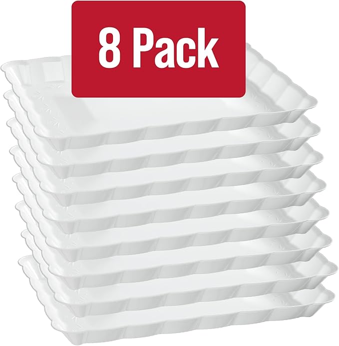 Plasticpro Plastic Serving Trays - Serving Platters Rectangle 9X13 Disposable Party Dish 8 White Trays