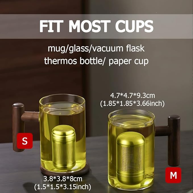 Tea Infuser For Loose Leaf Tea Drinkers, Extra Fine Mesh Tea Strainers 316 Stainless Steel, Tea Steeper, Tea Filter, Tea Diffuser For Rooibos/Black Tea/Herbs/Spices By Iruerti KTAD, 1.5*1.5*3.15'' (S)
