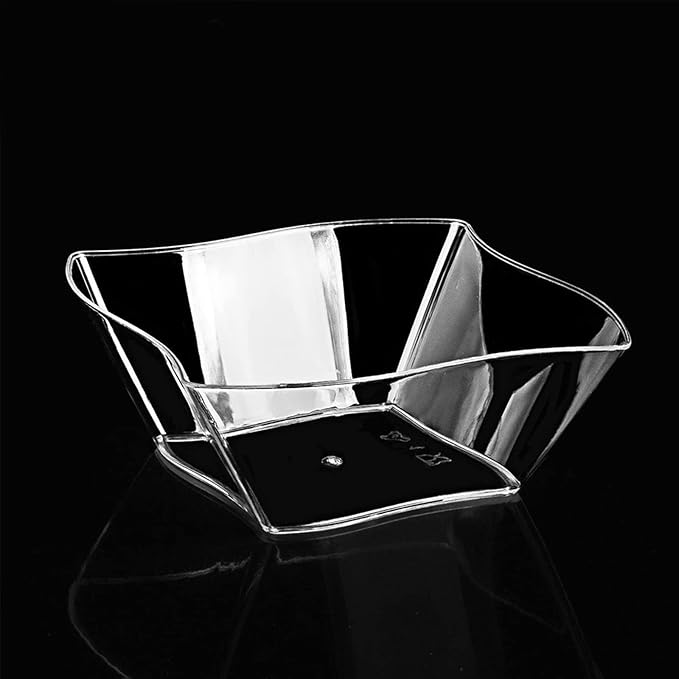 150 Pack 5 oz Clear Plastic Dessert Cups with 150 Tasting Spoons, Square Parfait Appetizer Plates Bowls for Party, Weddings
