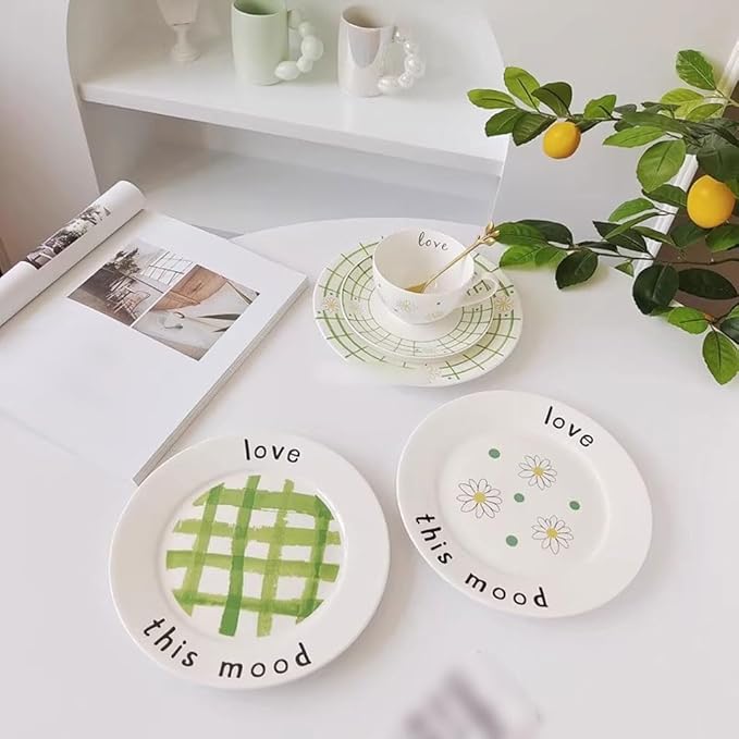 Plates for Kitchen Small Fresh and Simple White Ceramic Dinner Plate Western Food Plate Fruit Plate Salad Plate Plate for Eating