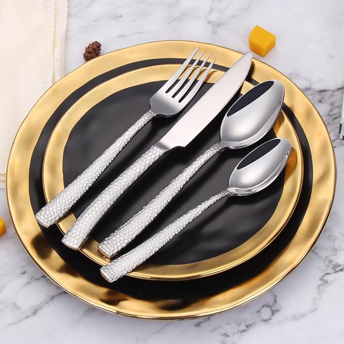 Stainless Steel Flatware serving set,Home Kitchen Eating Tableware Set,Dishwasher Safe,For Home Kitchen Restaurant Hote 4/16/24 Piece Western-style Knife, Fork, Dessert Spoon, Household Set, Western-s